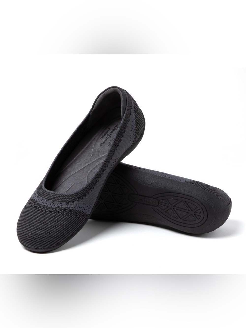 Dearfoams Multi BK/GY Misty Ballet Flats w Shock Absorption. Wms 8.5 like new